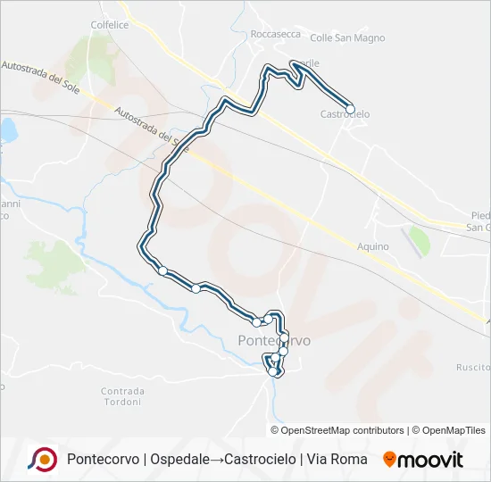 Percorso linea bus COTRAL