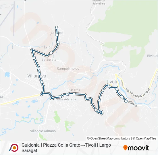 Percorso linea bus COTRAL