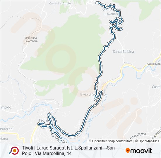 Percorso linea bus COTRAL