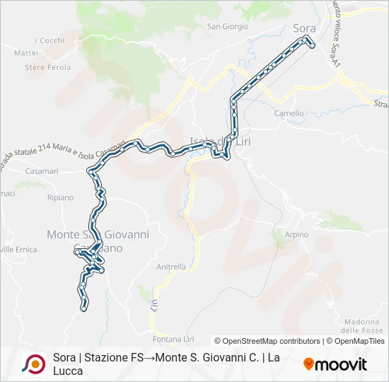 Percorso linea bus COTRAL