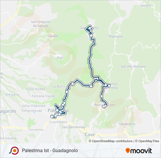 Percorso linea bus COTRAL