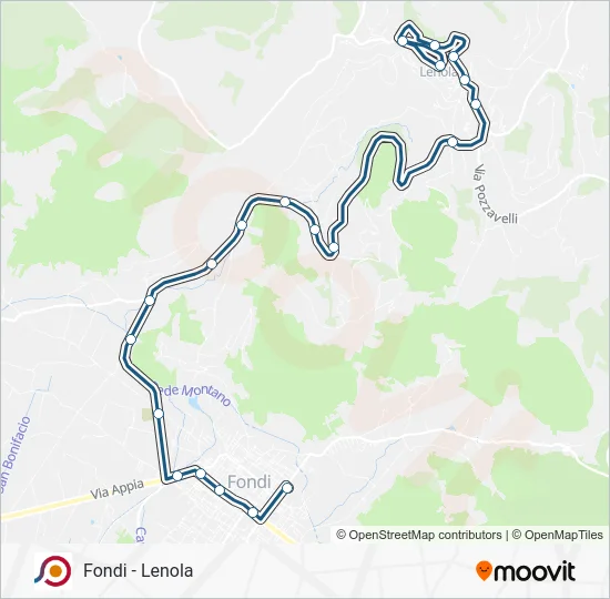 Percorso linea bus COTRAL