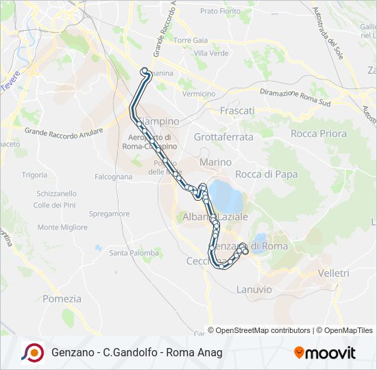 Percorso linea bus COTRAL