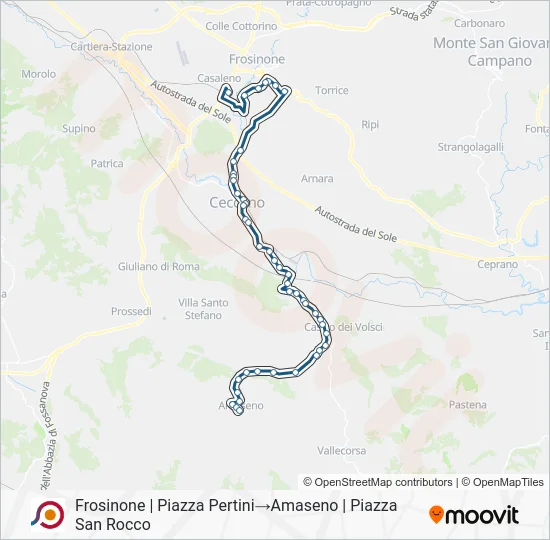 Percorso linea bus COTRAL