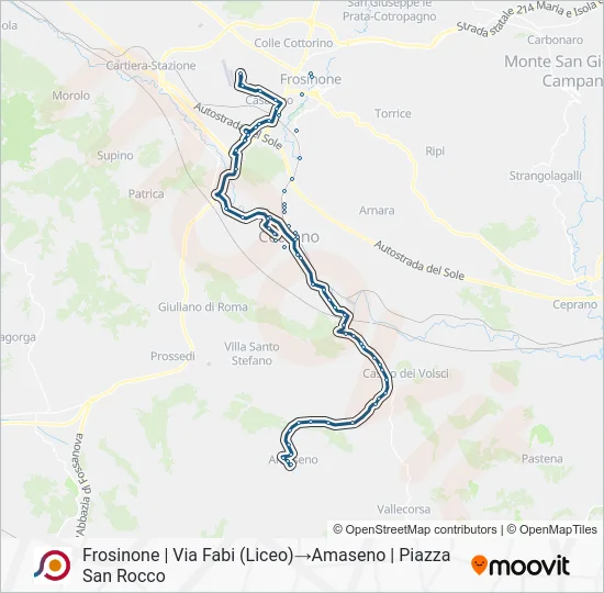 Percorso linea bus COTRAL