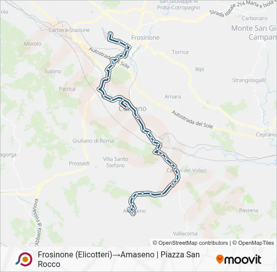 Percorso linea bus COTRAL