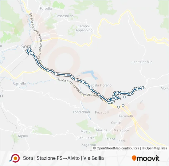Percorso linea bus COTRAL