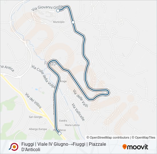 Percorso linea bus COTRAL