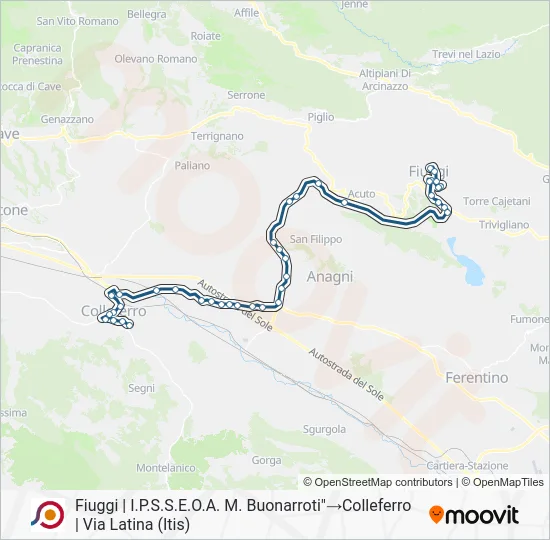 Percorso linea bus COTRAL