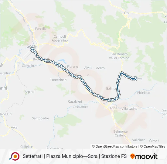 Percorso linea bus COTRAL