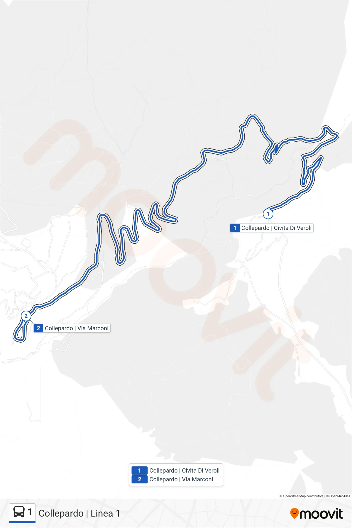 Linea 1 bus (Collepardo | Via Marconi) - Percorsi e fermate sulla mappa