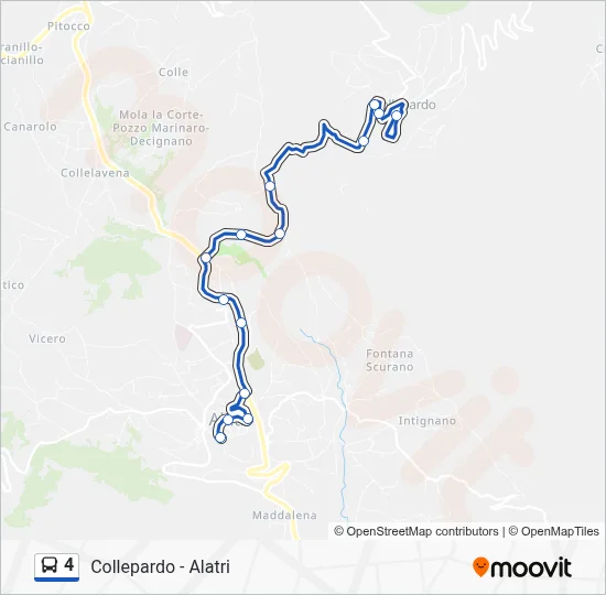 Percorso linea bus 4