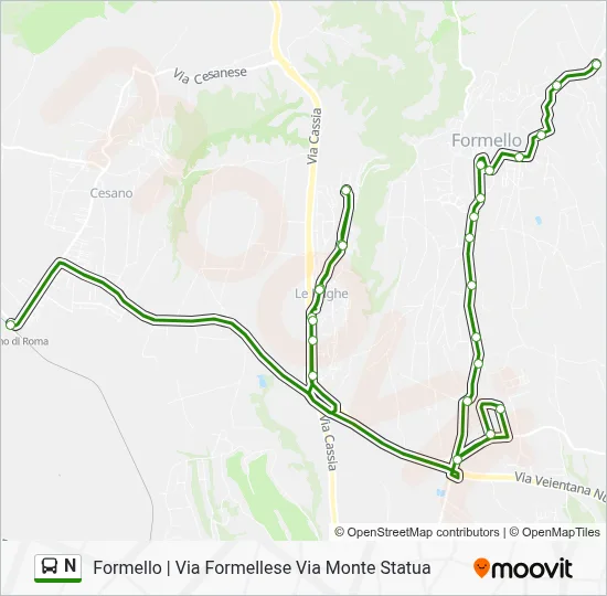 Percorso linea bus N
