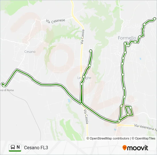 Percorso linea bus N