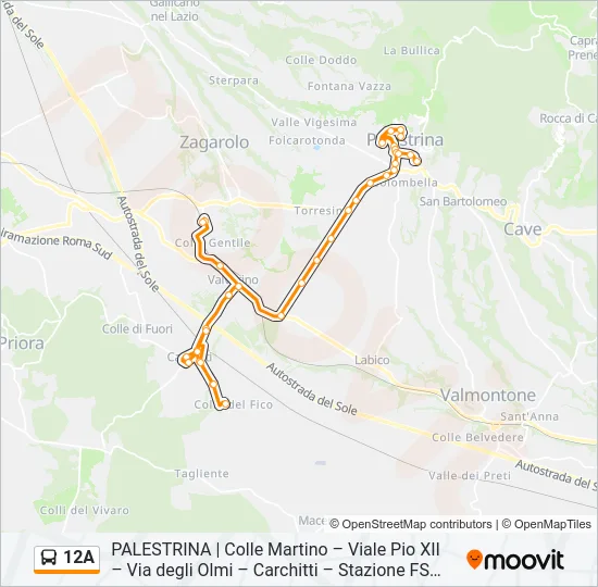 12A Bus Line Map
