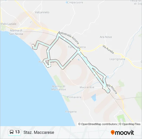 Percorso linea bus 13