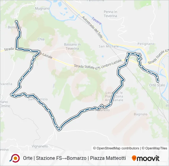Percorso linea bus COTRAL