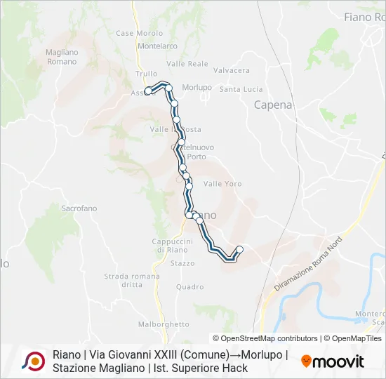 Percorso linea bus COTRAL