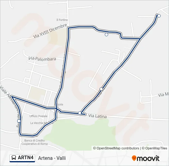 Percorso linea bus ARTN4