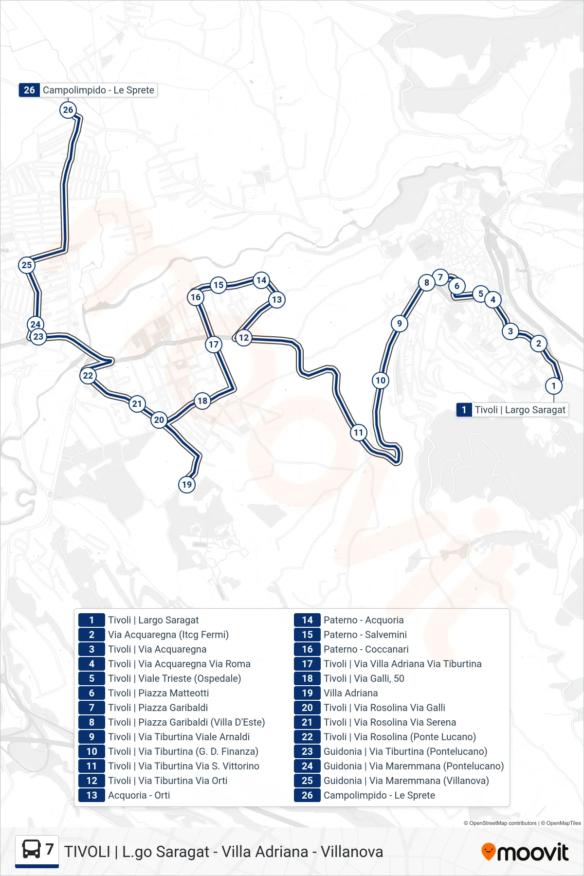 Linea 7 bus (Campolimpido - Le Sprete) - Percorsi e fermate sulla mappa