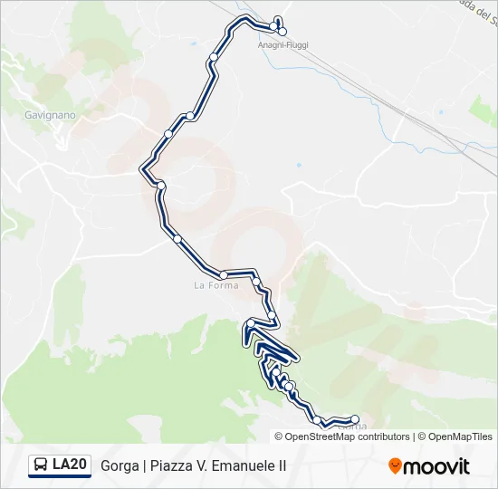 LA20 Bus Line Map