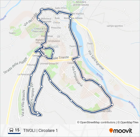 Percorso linea bus 15