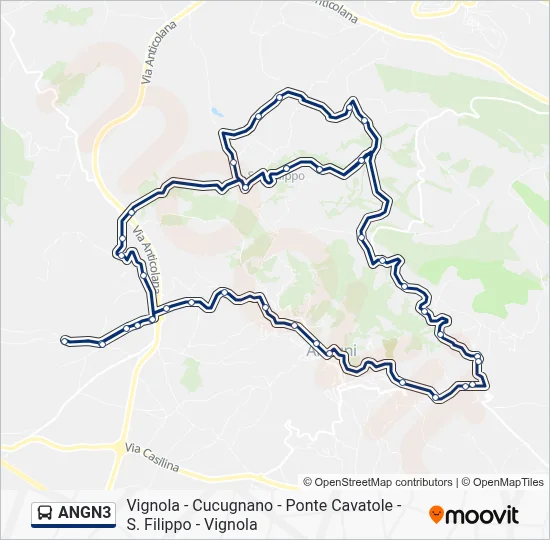 Percorso linea bus ANGN3