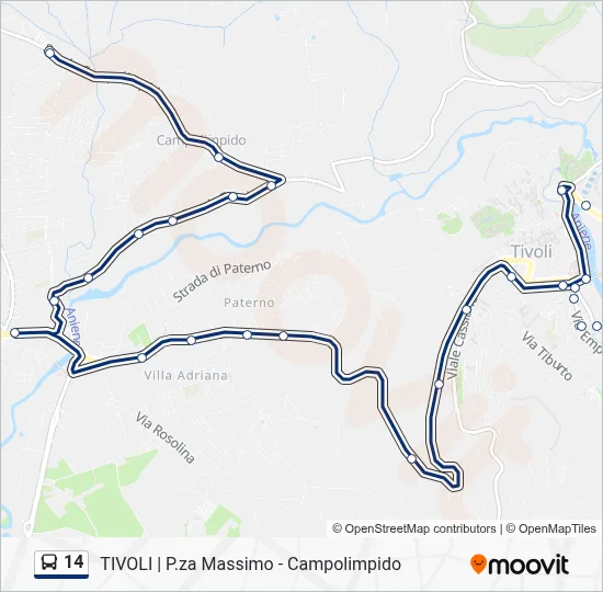 Percorso linea bus 14