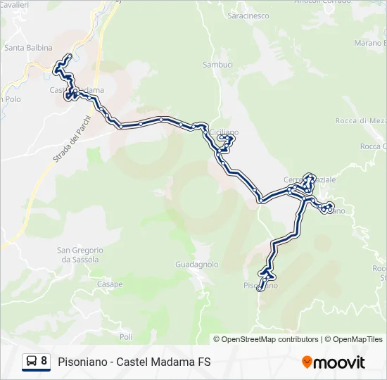 Percorso linea bus 8