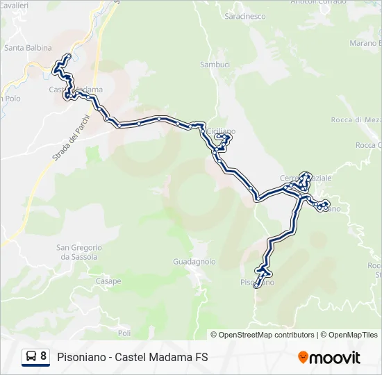 Percorso linea bus 8