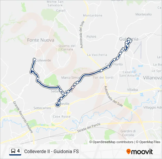Percorso linea bus 4