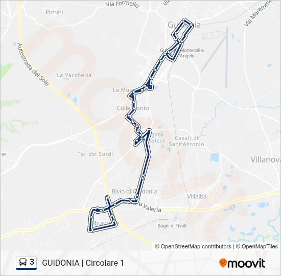 Percorso linea bus 3