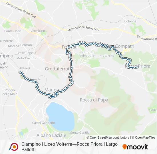 Percorso linea bus COTRAL