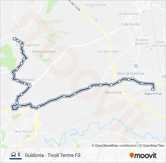 Percorso linea bus 5
