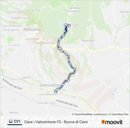 Percorso linea bus CV1