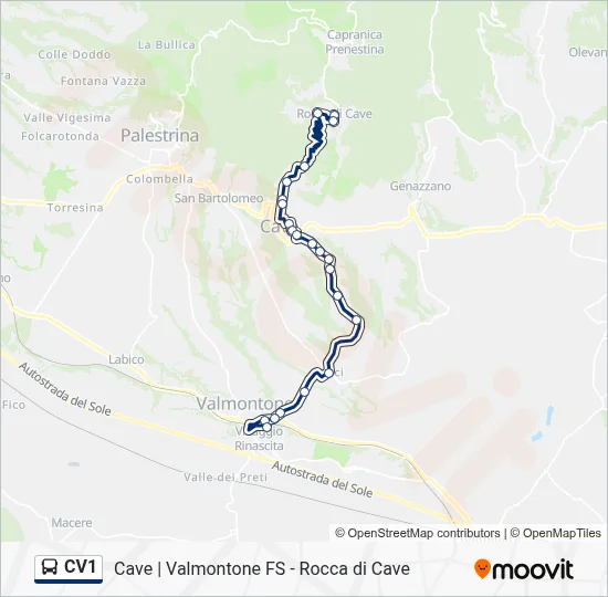 Percorso linea bus CV1