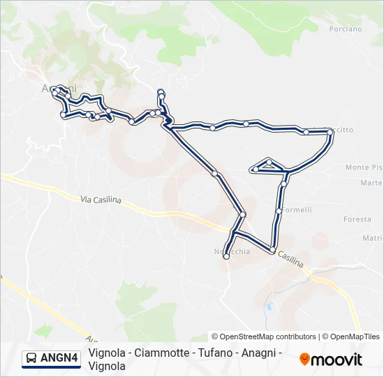 Percorso linea bus ANGN4