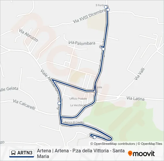 Percorso linea bus ARTN3