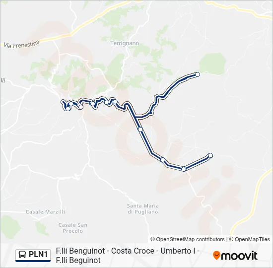 Percorso linea bus PLN1