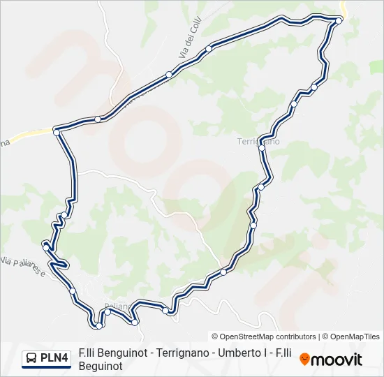 Percorso linea bus PLN4
