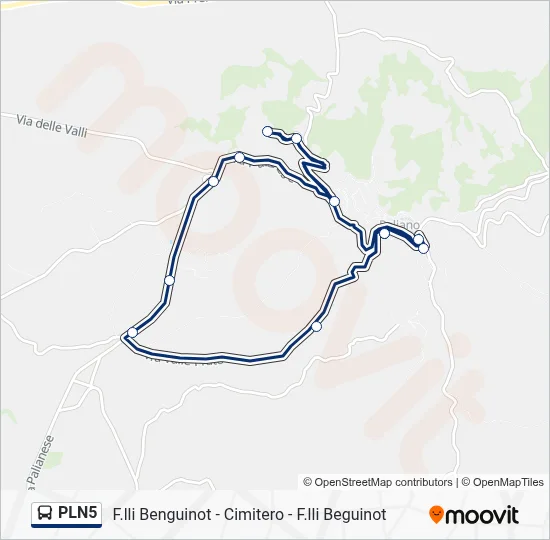 Percorso linea bus PLN5