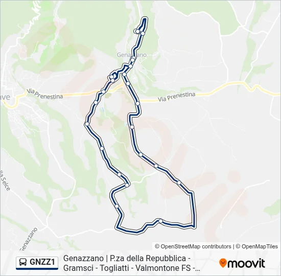 Percorso linea bus GNZZ1