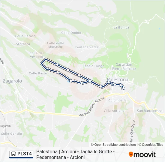 Percorso linea bus PLST4