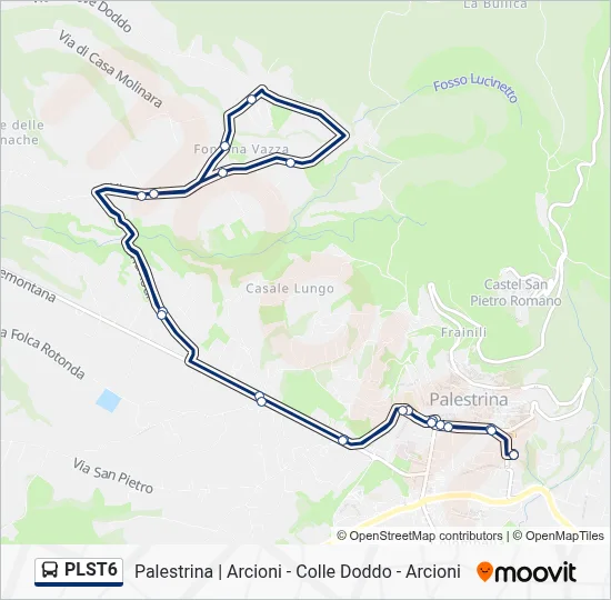 Percorso linea bus PLST6