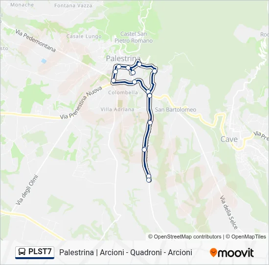Percorso linea bus PLST7