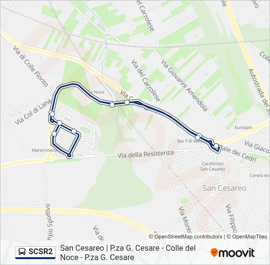 Percorso linea bus SCSR2
