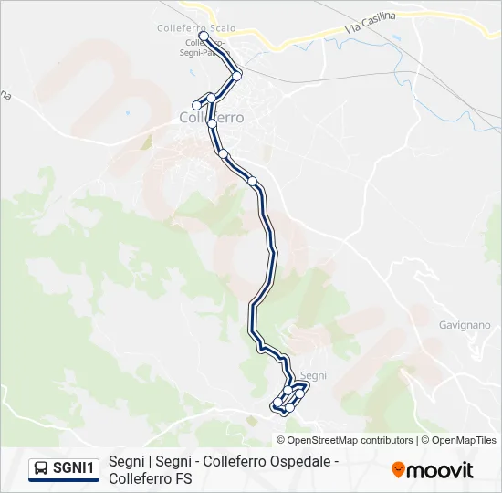 Percorso linea bus SGNI1