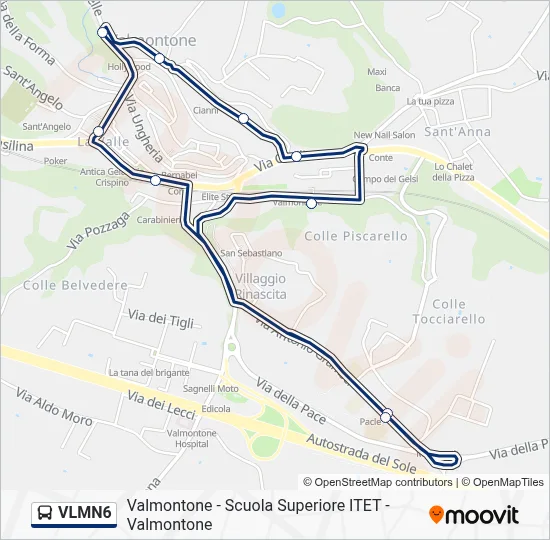 Percorso linea bus VLMN6