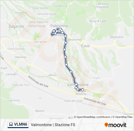Percorso linea bus VLMN6