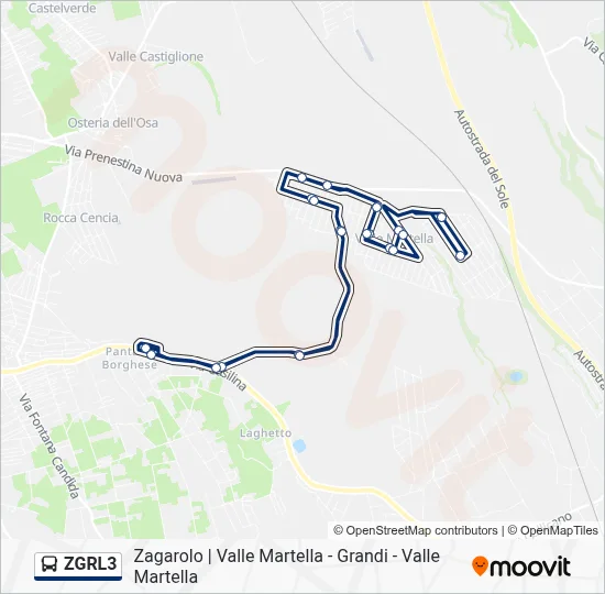 Percorso linea bus ZGRL3